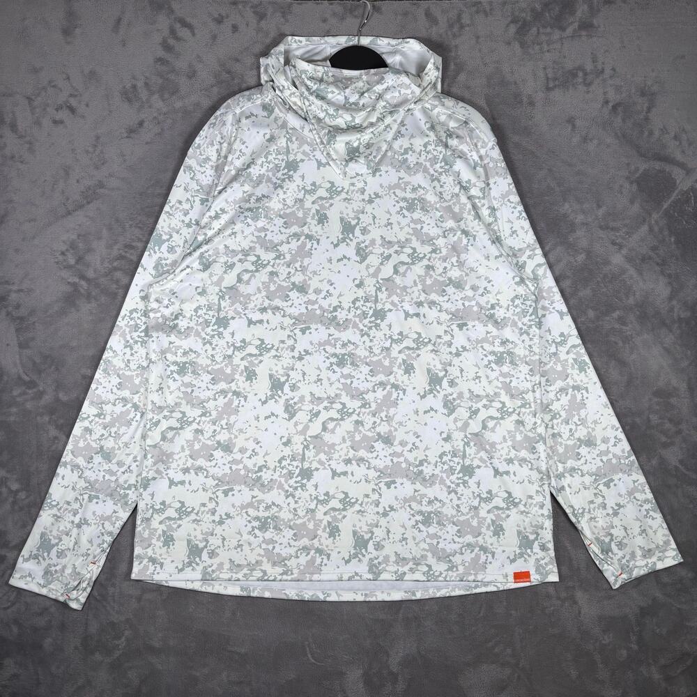 Grundens Men’s Hooded Face Shield Long Sleeve Fishing Shirt XXL White Camo